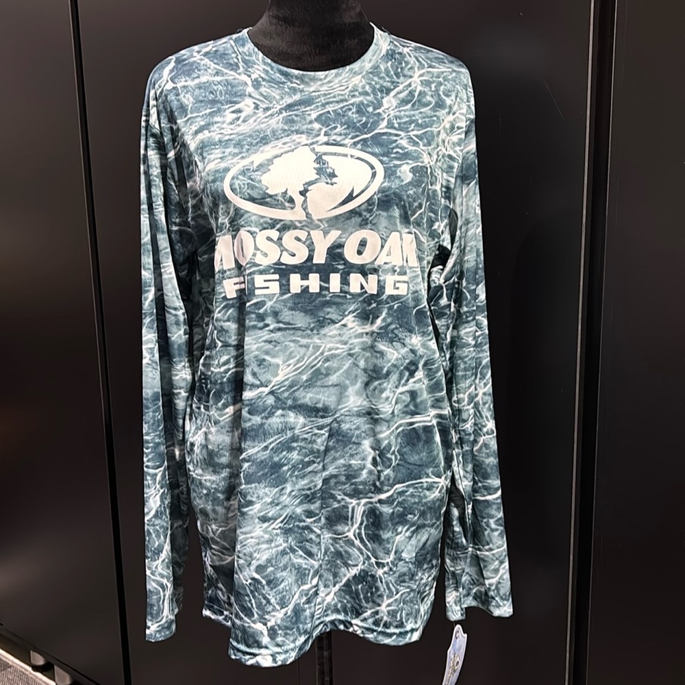 Mossy Oak Long Sleeve Tee - Blue and White Pattern